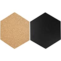 SECURIT Hexagon Cork &amp- chalkboards-Set of 7 pcs (4X Chalkboard + 3X Cork) Bolsa para Calcetines- 23 cm- Negro (Black)